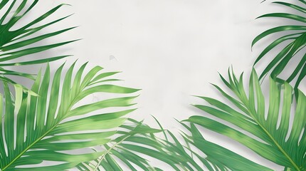 Naklejka na ściany i meble Immersive 3D Tropical Leaves in a Serene Blank Space Setting