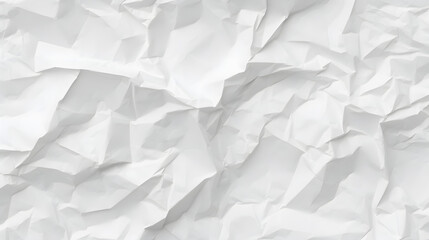 Seamless white crumpled paper background texture pattern. Tileable wrinkled 