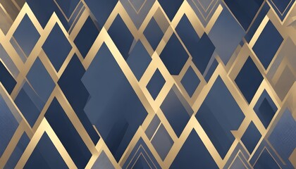 Premium Blue Elegance: Dark Blue Background with Luxury Polygonal Pattern and Gold Triangle Lines