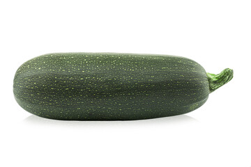 Fresh whole zucchini isolated on white background close up. File contains clipping path.