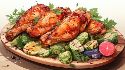 Grilled chicken is delicious. (Illustration, Generative AI)