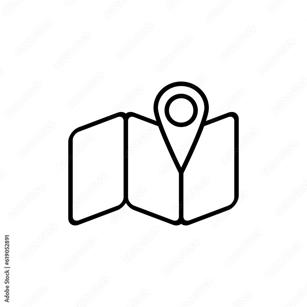 Aufkleber location map pin icon in outline mode. summer camp design element vector illustration in trendy styl