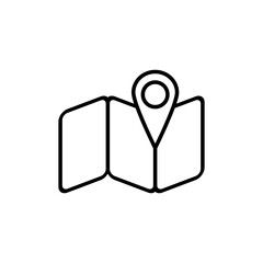 Location map pin icon in outline mode. Summer camp design element vector illustration in trendy style. Editable graphic resources for many purposes.