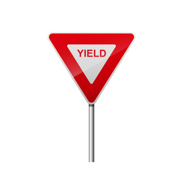 Yield road sign isolated on background