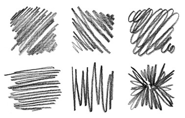 Set of black graphite pencil textures, cut out
