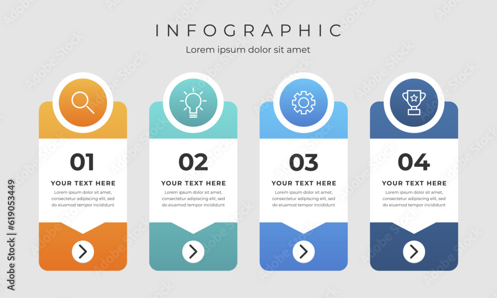 Poster gradient process infographic. business concept with 4 steps.