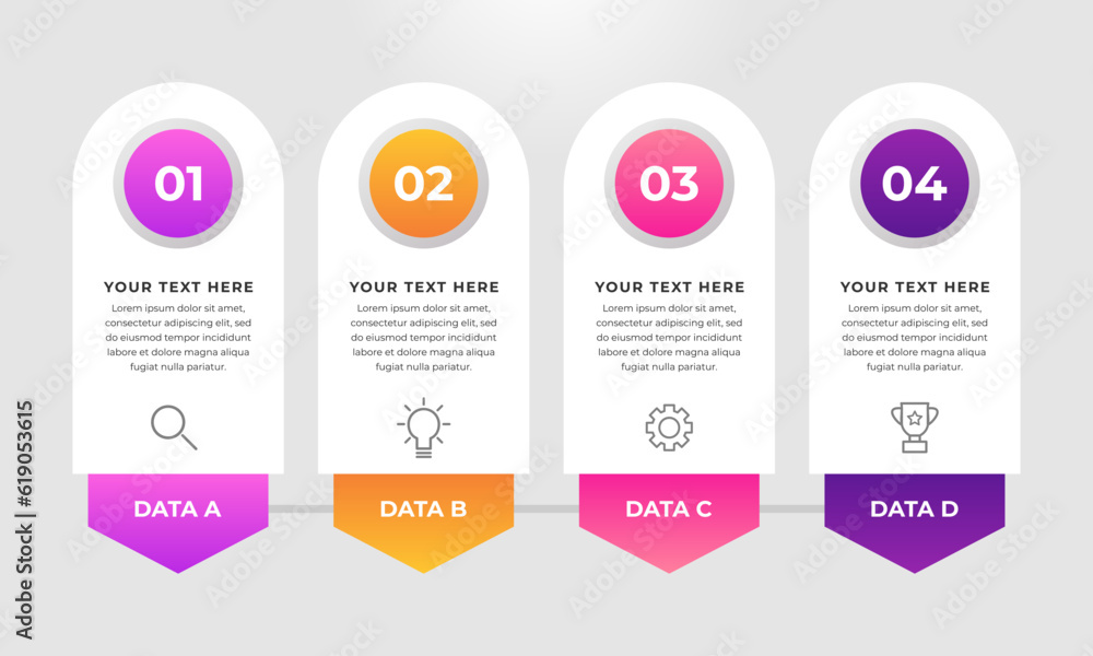 Poster colourful infographic steps with text boxes. business concept with 4 steps.