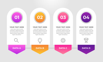 Colourful infographic steps with text boxes. Business concept with 4 steps.