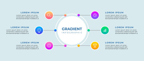 Obraz premium Flat circular diagram infographic. Business concept with 6 steps.