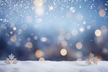 Fototapeta na wymiar Winter Wonderland Christmas Snow Background with Blurred Bokeh AI Generated