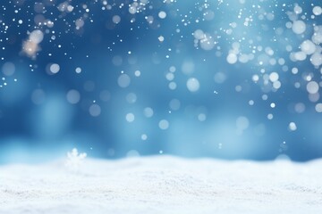 Winter Wonderland Christmas Snow Background with Blurred Bokeh AI Generated