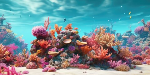 3D underwater ocean scenery, Generative AI