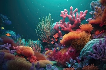 Fototapeta na wymiar 3D underwater ocean scenery, Generative AI