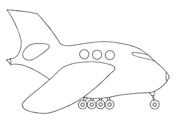 Obraz premium Cartoon airplane in doodle style. Hand Drawn. Freehand drawing. Doodle. Sketch. Outline. Coloring book.