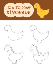 How to draw cute dinosaur cartoon for coloring book