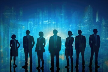 Silhouettes of Business People Working, Generative AI