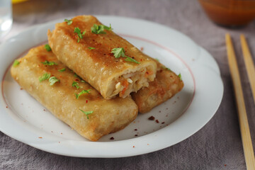Spring rolls - a typical dish in Chinese and other Southeast Asian cuisines