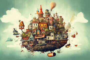 Illustration of fantasy art, fantasy world, Generative AI