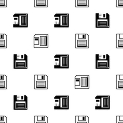 Floppy Disk Icon Seamless Pattern, Diskette, Flexible Magnetic Disk Storage