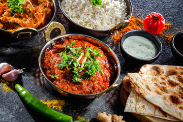 Hot madras paneer and vegetable masala with rice
