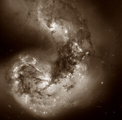 Antennae Galaxies or NGC 4038 or NGC 4039.  Retouched image. Elements of This Image Furnished by...