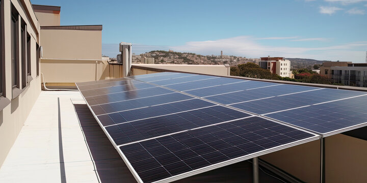 Solar panels on a balcony - Generative AI