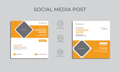 creative marketing agency vector social media post design. digital agency social media post template.