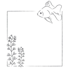 金魚のイラストフレーム