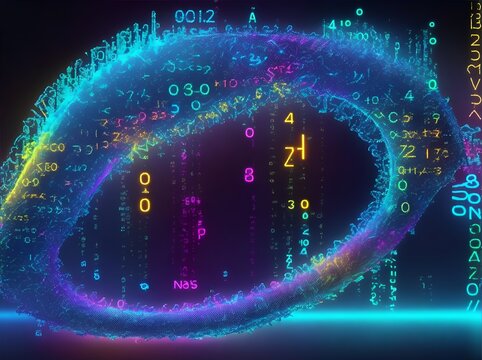 Photo of a digital image of a mesmerizing spiral of numbers