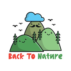 CUTE SMILING MOUNTAINS CARTOON VECTOR
