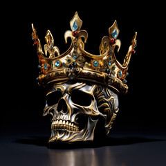 Skull with crown created with Generative AI technology