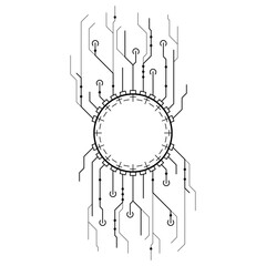 Obraz premium Abstract Black Simple Line Cpu, Computer, Technology Doodle Outline Element Vector Design Style Sketch Isolated On White Background Illustration