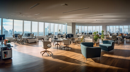 Modern Office Spaces, Productivity and Collaboration. Generative Ai
