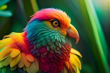 Fototapeta premium Big Colorful bird In a Forest - AI Genrative Art