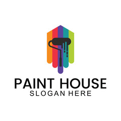 home painting service logo design, repair color icon, vector premium white background