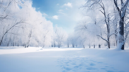 Fototapeta na wymiar Winter Wonderland, Snowy Landscapes. Generative Ai