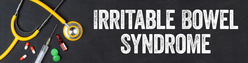  Stethoscope and pharmaceuticals on a blackboard - Irritable Bowel Syndrome