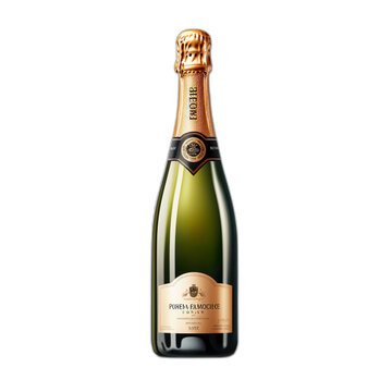 bottle of champagne isolated on white