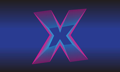 Obraz premium Letter X Blue Dark Background Abstract Vector Illustration Creative Design