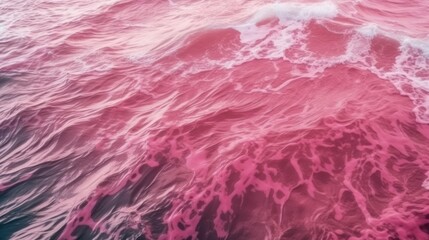 Pink  ocean surface with ripples. Generative ai composite.