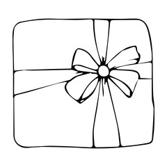 hand-drawn doodle illustration for gift card gift box
