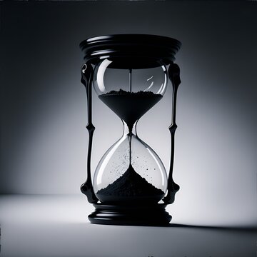Photo of a black and white hourglass