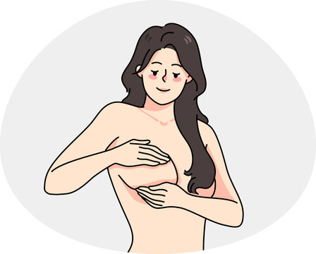 woman checking breasts, health, self-examination clip art preview