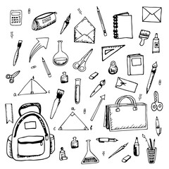 Obraz premium icons set school doodle