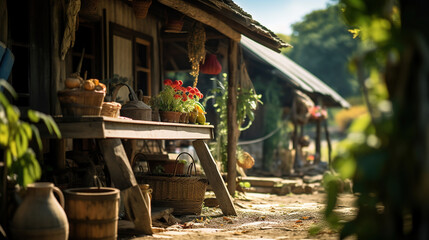 Naklejka premium Rustic Countryside Charm, Life in the Village. Generative Ai