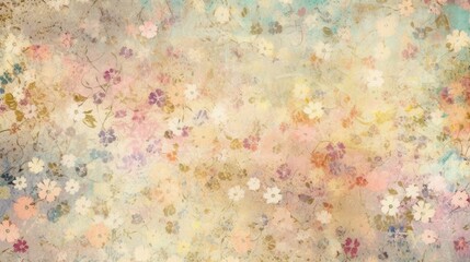 Soft pastel vintage background with small floral motifs. Generative ai composite.