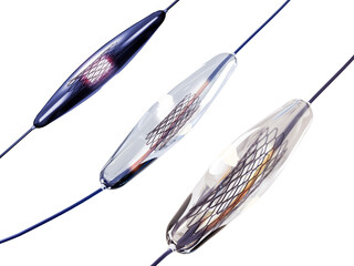 mesh metal nitinol self-expandable stent 3D rendering for endovascular surgery isolated on white...