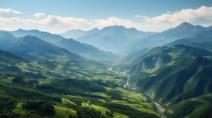 Fototapeta premium Captivating Landscapes, Mountains and Valleys. Generative Ai