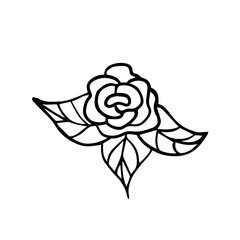 Cute simple doodle vector rose for valentine's day cards, posters, wrapping, valentine's day cards, mother's day and design. Hand drawn illustration. Isolated on white backdground