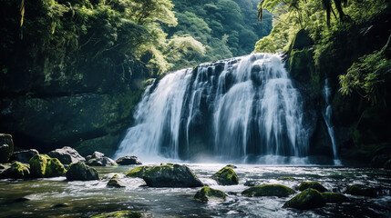 Fototapeta na wymiar Nature's Beauty, Stunning Waterfalls. Generative Ai